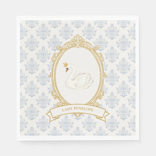 Elegant bröllopsfest i Regency-stil med blå och gu Pappersservett (Framsidan)