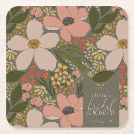 Elegant bröllopsfest med blommotiv, personlig underlägg papper kvadrat