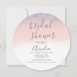 Elegant bröllopsfest med falsk ombré glitter rosa inbjudningar