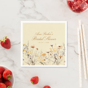 Elegant Bröllopsfest med Vilda Blommor i Blomning Pappersservett