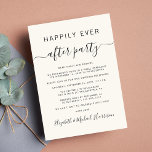 Elegant bröllopsfestinladning inbjudningar<br><div class="desc">Enkel och chic ljuscrème vigsel eller litet bröllopsbesked och bröllopsfest eller firande part inbjudan. "Happily Ever After Party" är skriven i enkel typografi och ett trendigt manus med svängar. Anpassa din bröllopsannons och mottagning inbjudan och lägg till dina namn i ett signatur-liknande manus. Baksidan visar dina förnamn och bröllopsdatum.</div>