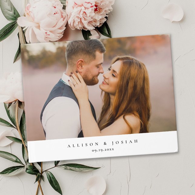 Elegant bröllopsfoto  gästböcker (Elegant and Simple Photo Wedding Guest Book.)