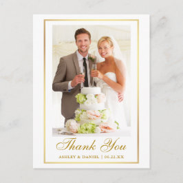 Elegant bröllopsfoto guld ram tack vykort