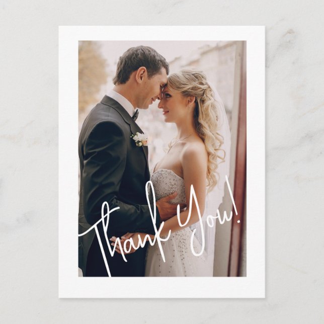 Elegant Bröllopsfoto Tack Vykort (Framsida)