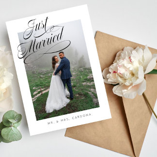 Elegant bröllopsfotot annonsering för bortresta pa meddelande