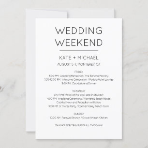 Elegant bröllopshelg Itinerary Inbjudan