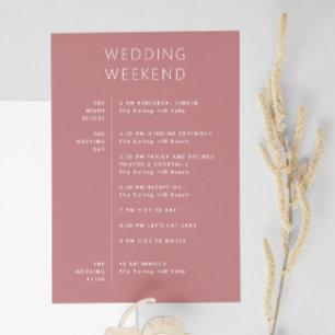Elegant bröllopshelg Itinerary Rosrosa Inbjudningar