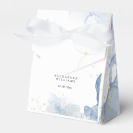 Elegant bröllopsinbjudan Blå och Guld Minimal Presentaskar