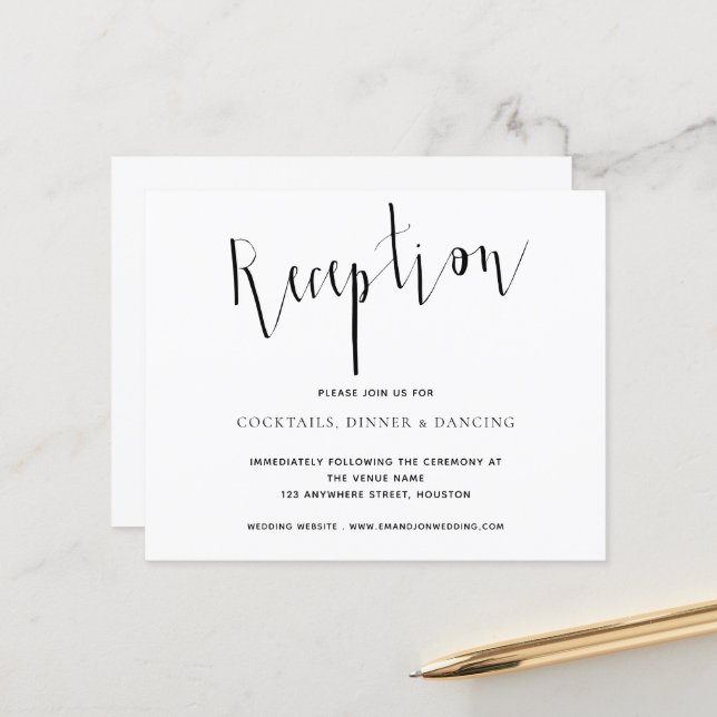 Elegant Bröllopsinbjudan Detaljerad Mottagning Bud (Fram/Back In Situ)