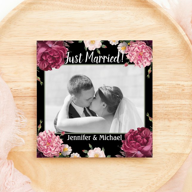 Elegant bröllopsinbjudan i burgundy och rosa julkort (Skapare uppladdad)