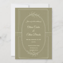 Elegant bröllopsinbjudan i salvia grön