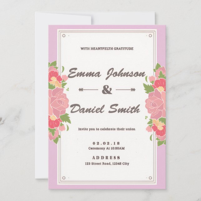 Elegant bröllopsinbjudan – Klassisk scriptdesign Inbjudningar (Framsida)