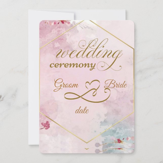 Elegant bröllopsinbjudan Kort Blommig Utskriftbar (Framsida)