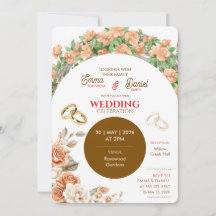 Elegant bröllopsinbjudan med blommor – Persika & G