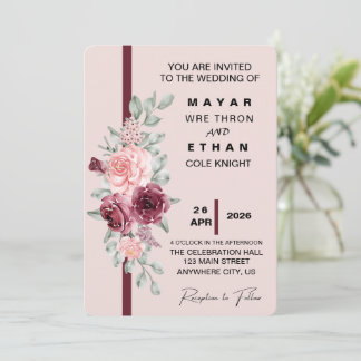 Elegant bröllopsinbjudan med blommotiv inbjudningar