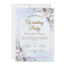 Elegant bröllopsinbjudan med blommotiv