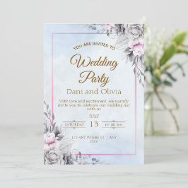 Elegant bröllopsinbjudan med blommotiv inbjudningar