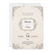 Elegant Bröllopsinbjudan med Blommotiv