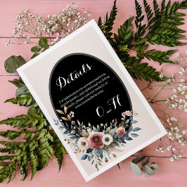Elegant Bröllopsinbjudan med Blommotiv och Rustik Tilläggskort