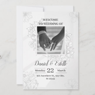Elegant bröllopsinbjudan med blomsterdesign inbjudningar