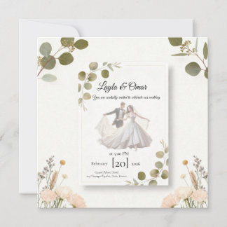 Elegant bröllopsinbjudan – minimalistisk romantisk kort