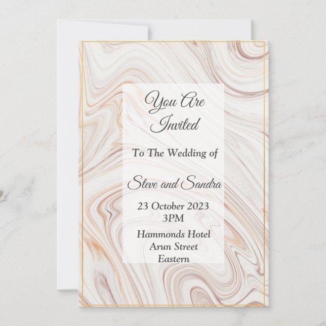 Elegant bröllopsinbjudan, rosa marmorerad inbjudningar (Framsida)