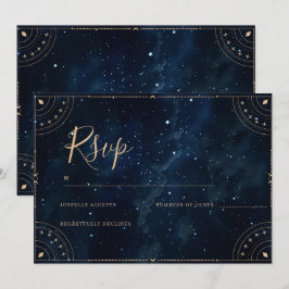Elegant bröllopsinbjudan stjärnklar kväll Rsvp-kor Inbjudningar
