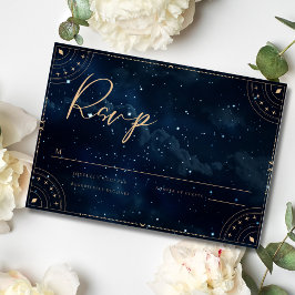 Elegant bröllopsinbjudan stjärnklar natt RSVP-kort Inbjudningar