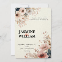 🌸 Elegant Bröllopsinbjudan till Blommigt med vatt