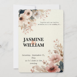 🌸 Elegant Bröllopsinbjudan till Blommigt med vatt Inbjudningar