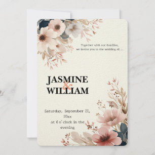 🌸 Elegant Bröllopsinbjudan till Blommigt med vatt Inbjudningar