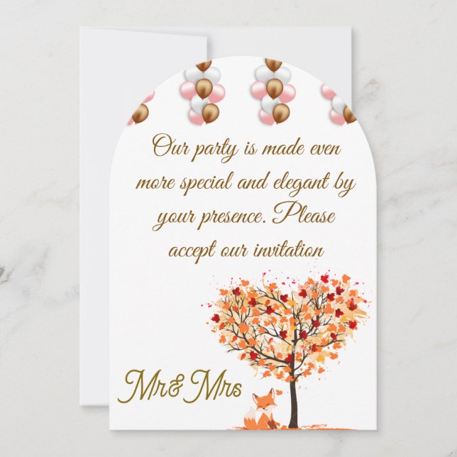 Elegant Bröllopsinbjudan till hösten med Fall Träd Inbjudningar (Framsida)