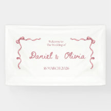 Elegant bröllopsinbjudningsbanner – Rosa band Deko