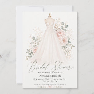 Elegant bröllopsklänning Bridal shower Inbjudningar