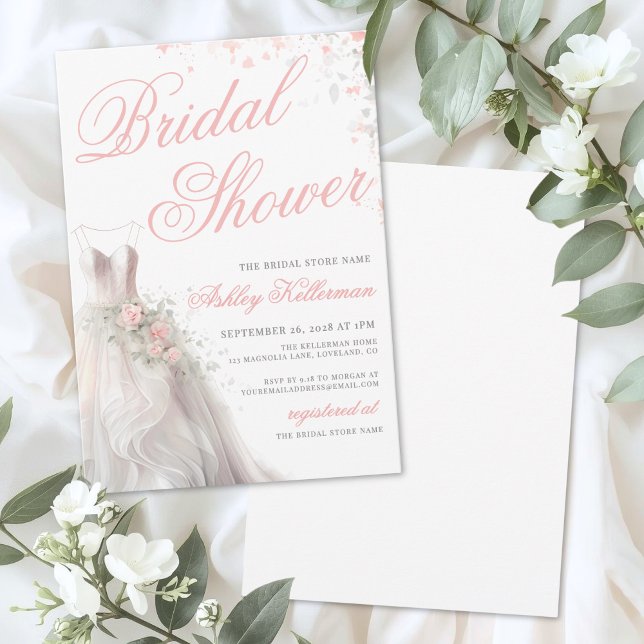 Elegant bröllopsklänning bröllopsdusch inbjudningar (Elegant Wedding Dress Bridal Shower Invitation)