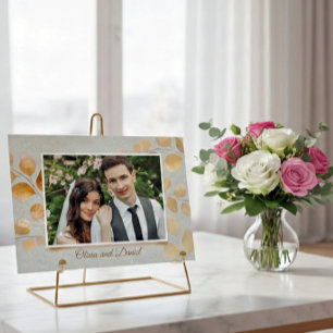 Elegant bröllopskort med guldblad för tackkort eft vykort