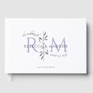 Elegant bröllopslavendel botanisk monogram gästböcker