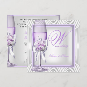 Elegant bröllopslavendel lila syrlilja champagne inbjudningar