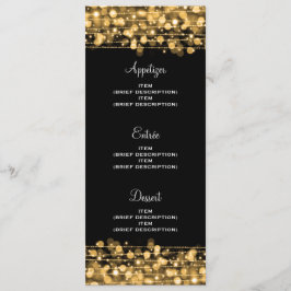 Elegant bröllopsmeny fest gnistrar guld meny