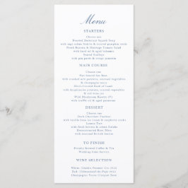 Elegant bröllopsmeny för script Blå Toile-svanar Meny