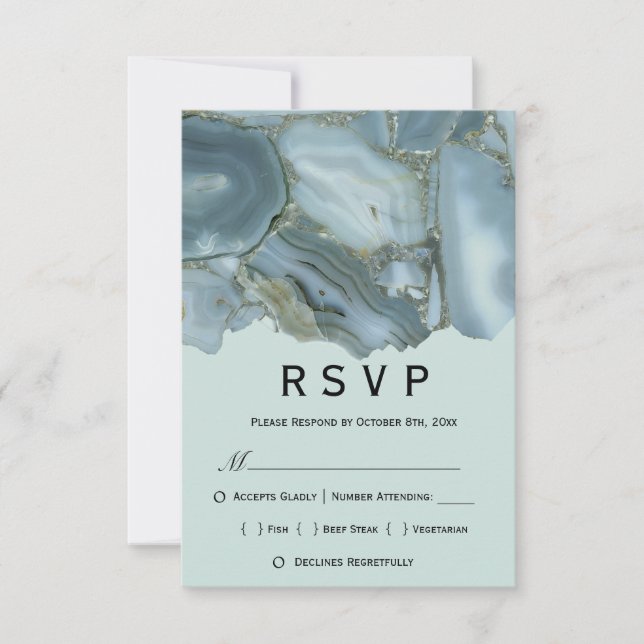 Elegant bröllopsmeny RSVP OSA Kort (Framsida)