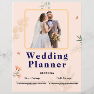 Elegant bröllopsplanerarefolder | Modern blomdesig Reklamblad