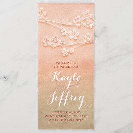 Elegant bröllopsprogram för rosarodnadvattenfärg program