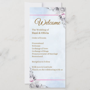 Elegant bröllopsprogrammall med blommor