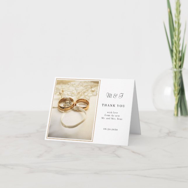 Elegant bröllopsring tackkort (Framsida)