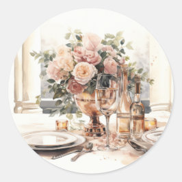 Elegant Bröllopsscen med gammalt pengar Romantisk Runt Klistermärke