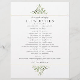 Elegant Bröllopsschema Tidslinje med Grönska