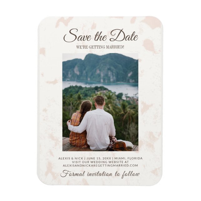 Elegant bröllopsskrift Vi gifter oss Foto Magnet (Vertikal)