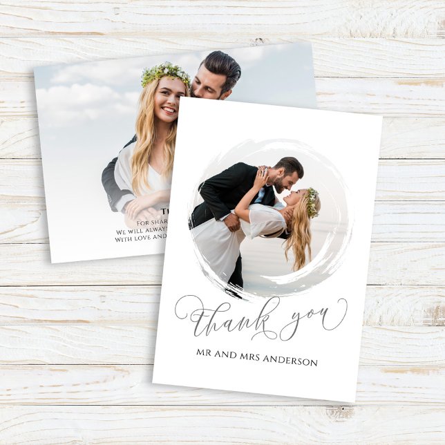 Elegant Bröllopsskript Foto Tackkort Tack Kort (wedding Thank you photo card with stylish calligraphy script.)