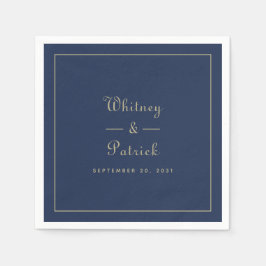 Elegant bröllopsskript minimalistisk guld svart ch pappersservett